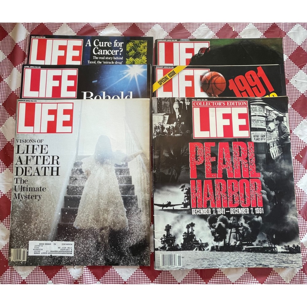LIFE Magazine Lot 6 Issues 1991 1992 Pearl Harbor Liz Taylor Johnny Carson 90s
